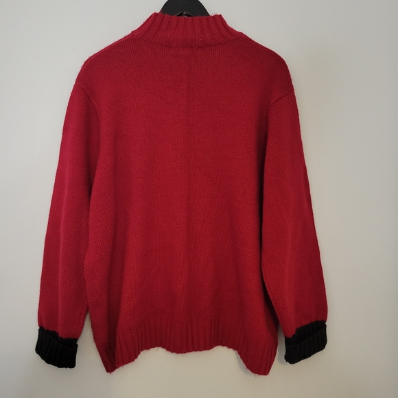 Evan Picone women's vintage mock neck sweater red with black embroidery - Picture 2 of 9